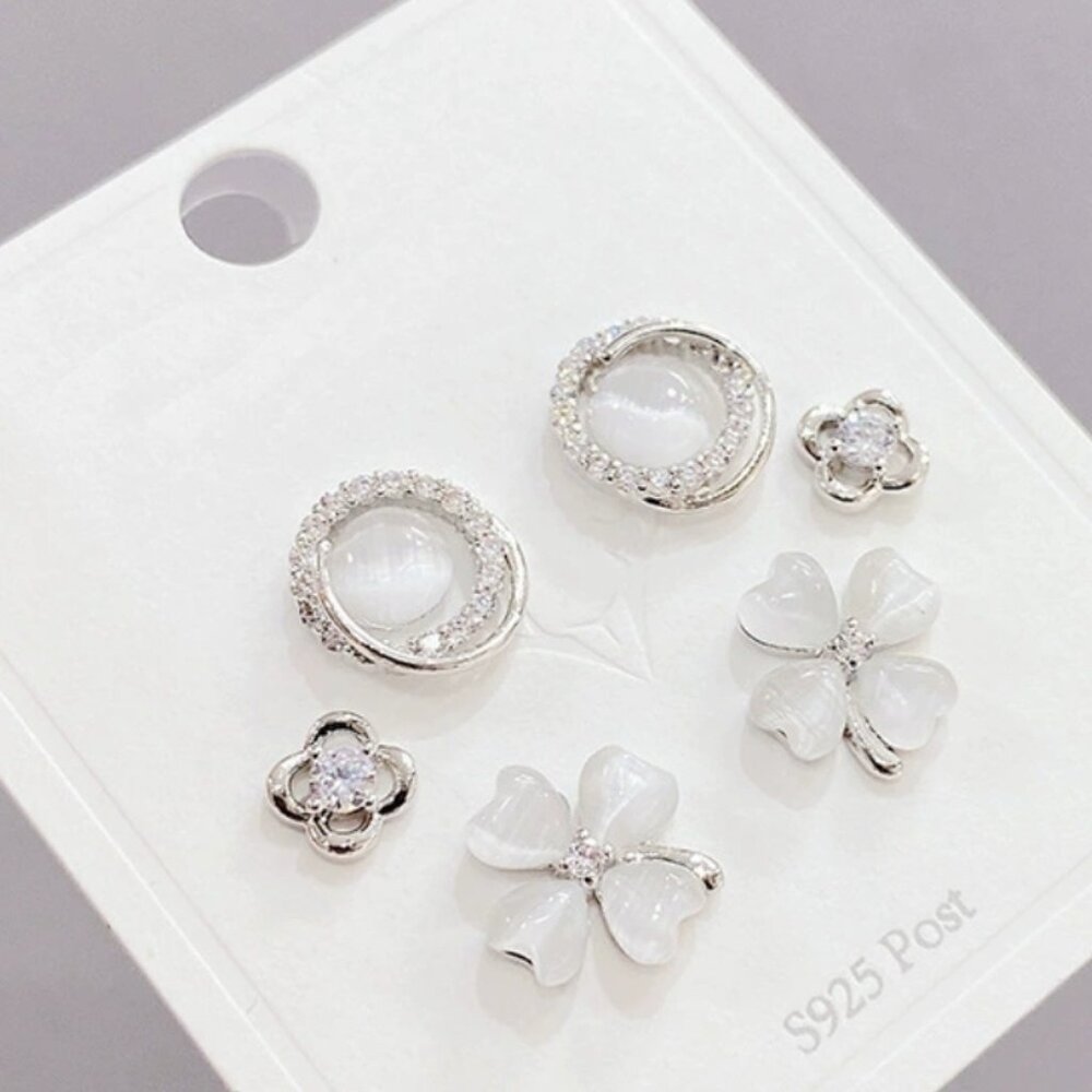 Premium S925 silver needle featuring three unique pairs earring set